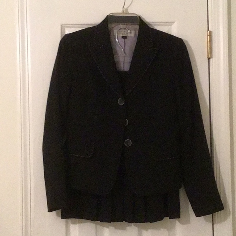 Tahari Black with Lavender Stitching Suit